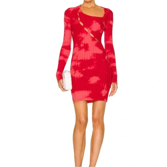 Cotton Citizen Capri Cutout Dress Ribbed Orange Red Tie Dye Size Small NWT - Picture 2 of 13